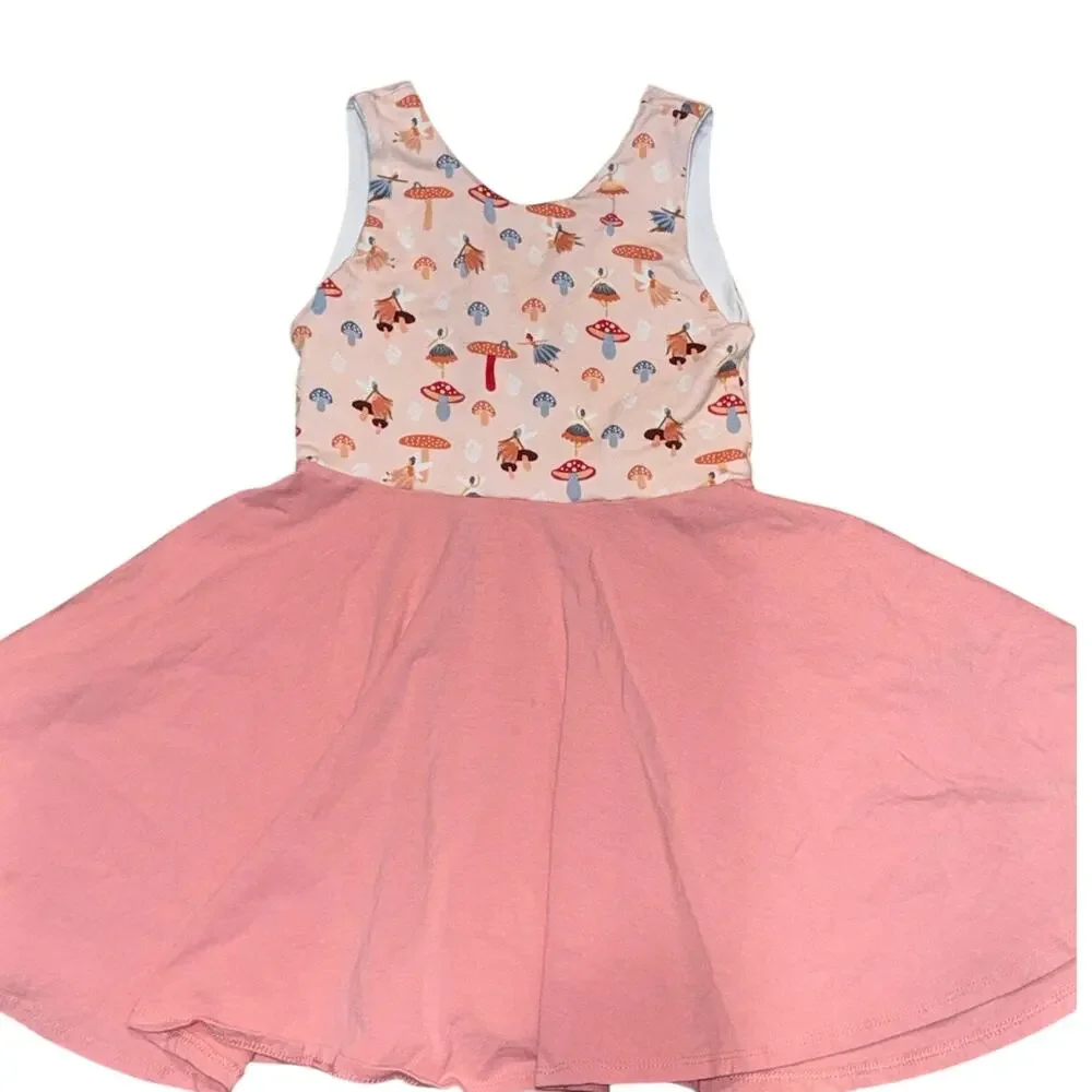 Malia + Kai Fairy Mushroom Twirl Dress Size 4T Handmade USA Pink Cottagecore